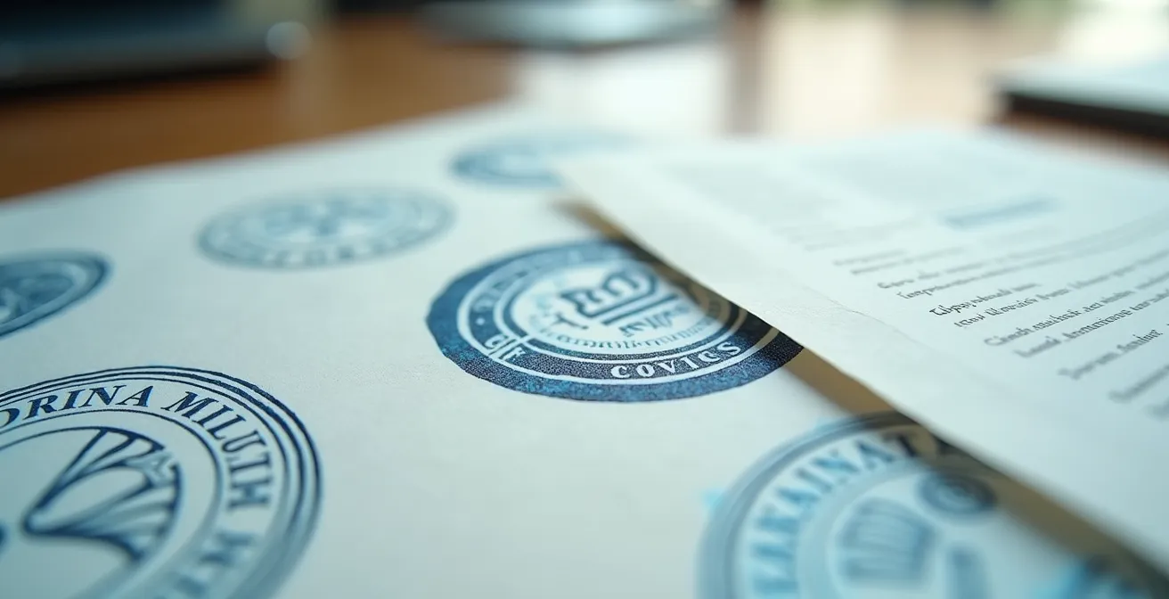 Vue macro de documents officiels de la Ville de Montréal avec focus sur les textures du papier