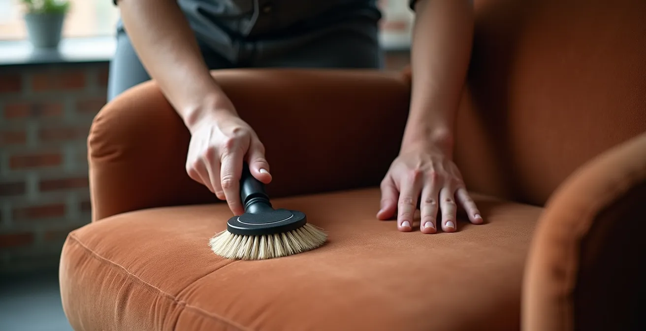 Processus professionnel de nettoyage du velours sans altération