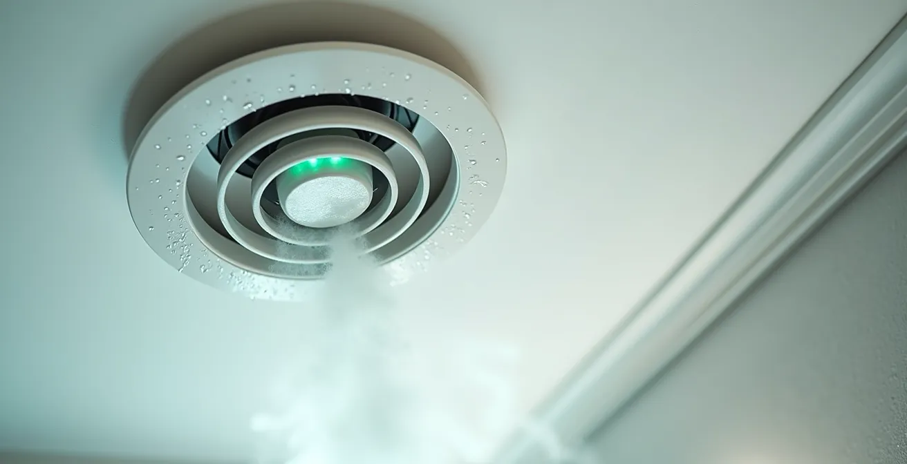 Ventilateur de salle de bain moderne avec capteur d'humidité intégré au plafond